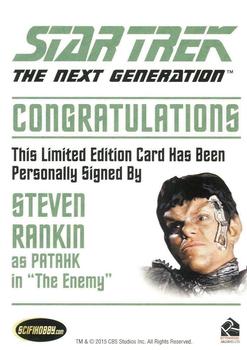 2015 Rittenhouse Star Trek: The Next Generation Portfolio Prints Series One - Autographs (Classic Design) #NNO Steven Rankin Back