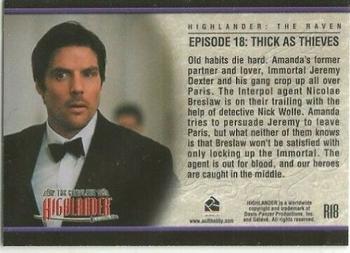2003 Rittenhouse The Complete Highlander (TV) - The Raven #R18 Thick as Thieves Back