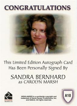 2003 Rittenhouse The Complete Highlander (TV) - Autographs #A10 Sandra Bernhard Back
