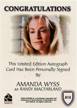 2003 Rittenhouse The Complete Highlander (TV) - Autographs #A14 Amanda Wyss Back