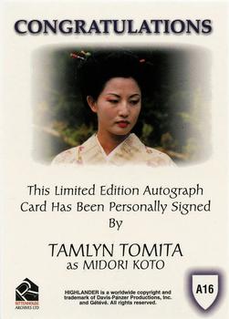 2003 Rittenhouse The Complete Highlander (TV) - Autographs #A16 Tamlyn Tomita Back