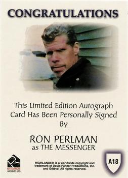 2003 Rittenhouse The Complete Highlander (TV) - Autographs #A18 Ron Perlman Back