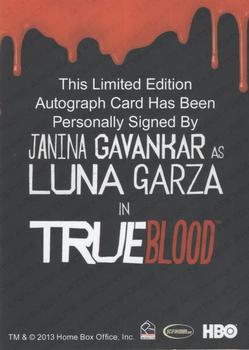 2014 Rittenhouse True Blood Season Six Collector's Set - Autographs #NNO Janina Gavankar Back