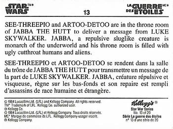 1984 Kellogg's Star Wars (Canadian) #13 C-3PO / R2-D2 Back