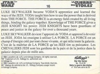 1984 Kellogg's Star Wars (Canadian) #16 Luke Skywalker / Yoda Back