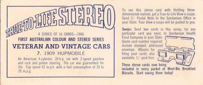1966 Sanitarium Weet-Bix Veteran & Vintage Cars (Stereo Cards) #7 1909 Hupmobile Back