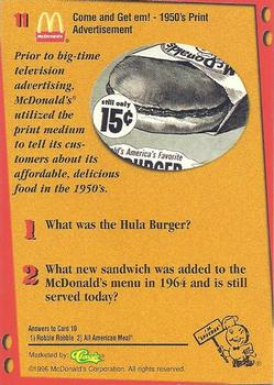 1996 Classic McDonald's #11 Come and Get em! - 1950's Print Advertisement Back