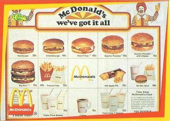 1996 Classic McDonald's #15 McDonald's We've got it all! - 1976 Menu Front