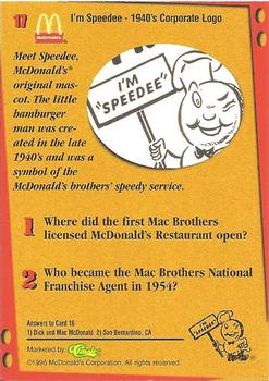 1996 Classic McDonald's #17 I'm Speedee - 1940's Corporate Logo Back