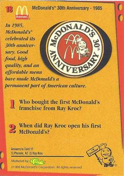 1996 Classic McDonald's #18 McDonald's 30th Anniversary - 1985 Back