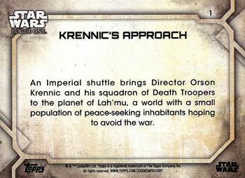 2017 Topps Star Wars Rogue One Series 2 #1 Krennic's Approach Back