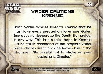 2017 Topps Star Wars Rogue One Series 2 #38 Vader Cautions Krennic Back