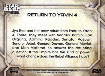 2017 Topps Star Wars Rogue One Series 2 #39 Return to Yavin 4 Back
