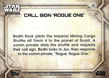 2017 Topps Star Wars Rogue One Series 2 #45 Call Sign 'Rogue One' Back