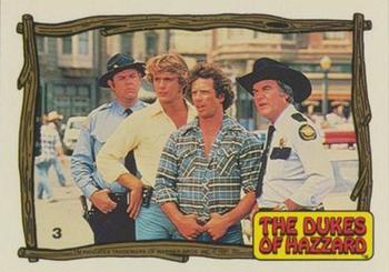 1983 Donruss The Dukes of Hazzard #3 Cletus, Bo, Luke and Rosco Front
