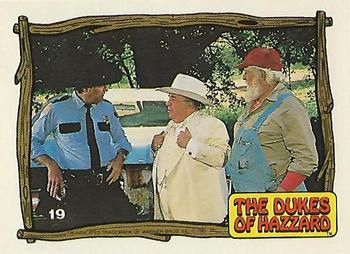 1983 Donruss The Dukes of Hazzard #19 Rosco, Boss Hogg and Jesse Front