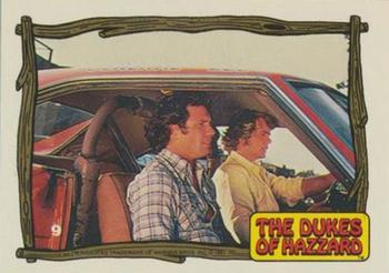 1983 Donruss The Dukes of Hazzard #9 Bo and Luke in the General Lee Front