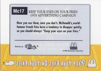 1996 Classic McDonald's - Cels #MC17 Keep Your Eyes On Your Fries - 1978 Advertising Campaign Back