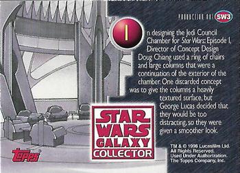 1998 Topps Star Wars Galaxy Collector Magazine #SW3 Jedi Council Chamber Back