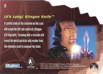 1995 SkyBox 30 Years of Star Trek Phase One - Die Cut Technology #D1 [d'k tahg] Klingon Knife Back