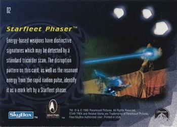 1995 SkyBox 30 Years of Star Trek Phase One - Die Cut Technology #D2 Starfleet Phaser Back