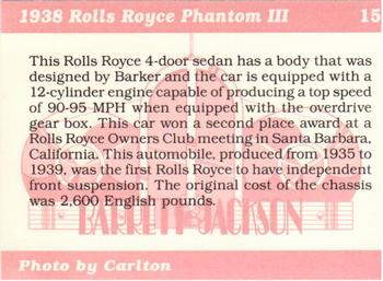 1996 Barrett Jackson Showcase #15 1938 Rolls Royce Phantom III Back