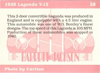 1996 Barrett Jackson Showcase #26 1938 Lagonda V-12 Back