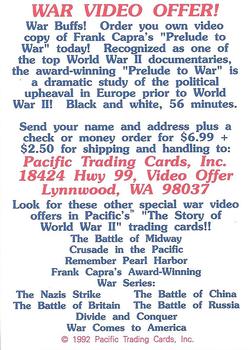 1992 Pacific The Story of World War II - War Video Offer Cards #10 of 10 Prelude to War Back
