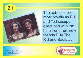 1991 Merlin Bill & Ted's Totally Excellent Collector Cards #21 The Babes cheer most royally as Bill & Ted escape Back
