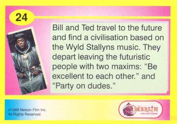 1991 Merlin Bill & Ted's Totally Excellent Collector Cards #24 Bill & Ted Travel to the future and find a civilisation Back