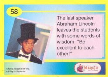 1991 Merlin Bill & Ted's Totally Excellent Collector Cards #58 The Last Speaker Abraham Lincoln Back