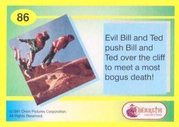 1991 Merlin Bill & Ted's Totally Excellent Collector Cards #86 Evil Bill & Ted push Bill & Ted over the cliff Back