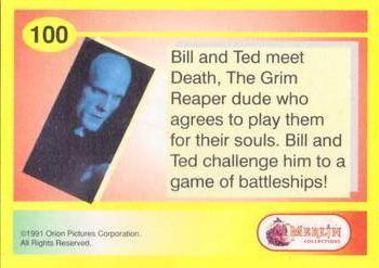 1991 Merlin Bill & Ted's Totally Excellent Collector Cards #100 Bill & Ted meet Death, The Grim Reaper dude Back