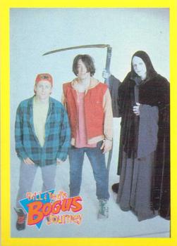 1991 Merlin Bill & Ted's Totally Excellent Collector Cards #103 Death takes Bill & Ted to Heaven.  There they mug three people Front