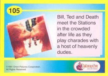 1991 Merlin Bill & Ted's Totally Excellent Collector Cards #105 Bill, Ted and Death meet the Stations in Crowded afterlife Back