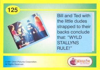 1991 Merlin Bill & Ted's Totally Excellent Collector Cards #125 Bill & Ted with little dudes strapped to their backs Back