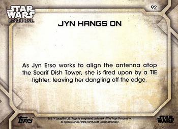 2017 Topps Star Wars Rogue One Series 2 - Red #92 Jyn Hangs On Back