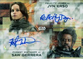 2017 Topps Star Wars Rogue One Series 2 - Autographs Dual #NNO Felicity Jones  / Forest Whitaker Front