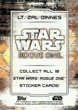 2017 Topps Star Wars Rogue One Series 2 - Character Stickers #NNO Lt. Zal Dinnes Back