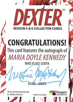 2015 Breygent Dexter Seasons 5 and 6 - Autographs #AMD2 Maria Doyle Kennedy Back