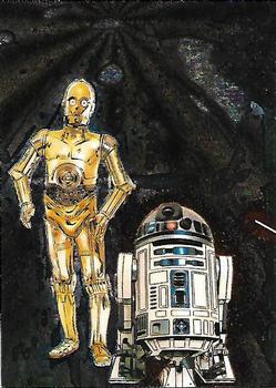 2009 Topps Star Wars Galaxy Series 4 - Etched Foil #5 C-3PO / R2-D2 Front