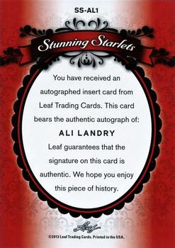 2013 Leaf Pop Century - Stunning Starlets #SS-AL1 Ali Landry Back