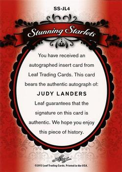 2013 Leaf Pop Century - Stunning Starlets #SS-JL4 Judy Landers Back