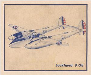 1938 Shelby Gum Fighting Planes (R47) #8 Lockheed P-38 Front