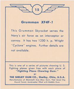 1938 Shelby Gum Fighting Planes (R47) #15 Grumman XF4F-1 Back