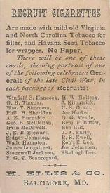 1890 Recruit Generals of the Civil War (N377) #NNO William T. Sherman Back