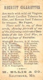 1890 Recruit Generals of the Civil War (N377) #NNO Ben Hill Back