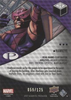 2017 Upper Deck Marvel Premier #19 Hawkeye Back
