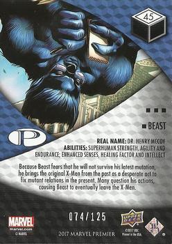 2017 Upper Deck Marvel Premier #45 Beast Back