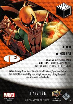 2017 Upper Deck Marvel Premier #53 Iron Fist Back